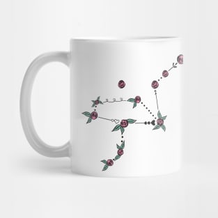 Grus (Crane) Constellation Roses and Hearts Doodle Mug